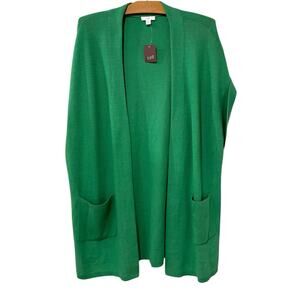 J. Jill | Cardigan Open Front Green Short Sleeve Preppy NWT- Size Small